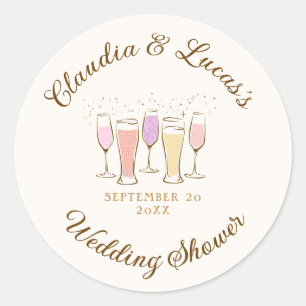 Cheers Couples Coed Wedding Shower Classic Round Sticker