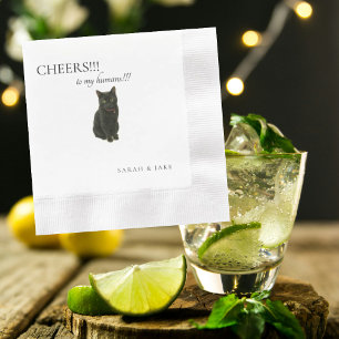Cheers Custom Cat Black Text Wedding Coined Napkin