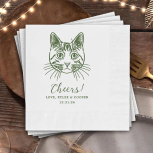 Cheers Custom Cat Drawn Cocktail Napkins Wedding