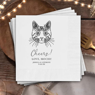 Cheers Custom Cat Hand Drawing Wedding Napkin