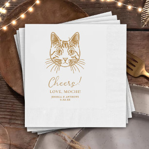 Cheers Custom Cat Hand Drawing Wedding Napkin
