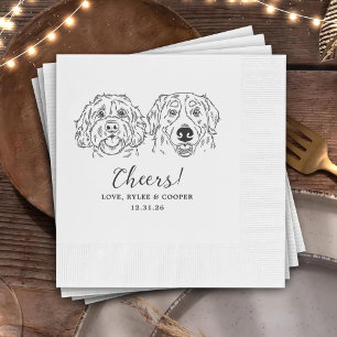 Cheers Custom Dog Drawn Cocktail Napkins Wedding
