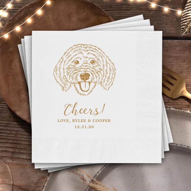 Cheers Custom Dog Drawn Cocktail Napkins Wedding (Creator Uploaded)