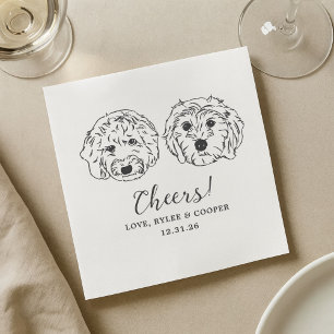 Cheers Custom Dog Drawn Cocktail Napkins Wedding