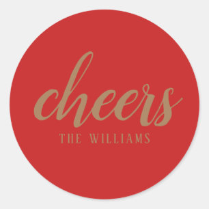 Cheers Custom Holiday Christmas Sticker or Labels
