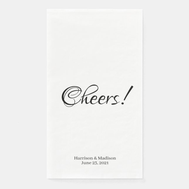 Cheers, custom script text Wedding party Napkin (Front)