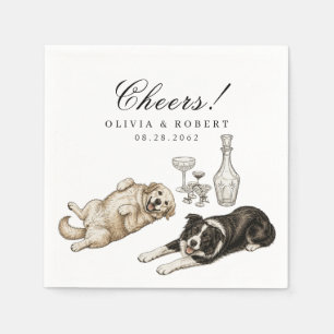 Cheers Custom Wedding Two Dogs Cocktail Bar Napkin