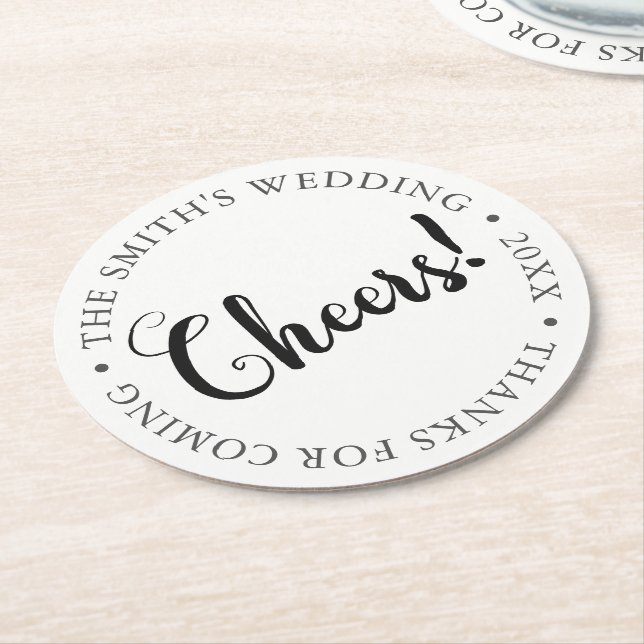 CHEERS! Customisable Party Round Paper Coaster (Angled)