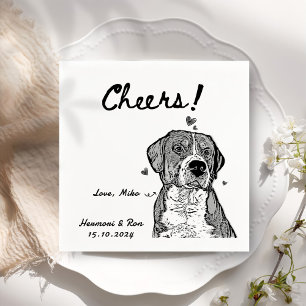 Cheers Drawn Personalised Dog Simple Wedding Napkin