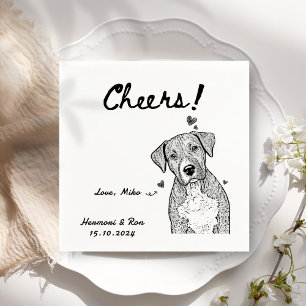 Cheers Drawn Personalised Dog Simple Wedding Napkin