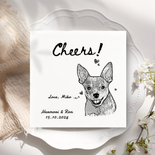 Cheers Drawn Personalised Dog Simple Wedding Napkin