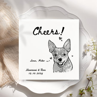 Cheers Drawn Personalised Dog Simple Wedding Napkin