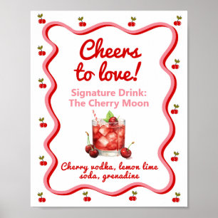 Cheers drinks Cherry Bridal Shower table sign