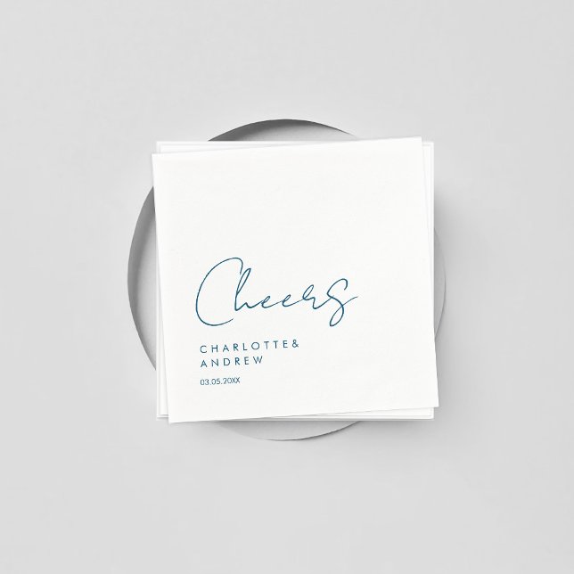 Cheers! Elegant, minimal, handwriting Napkin (Cheers! Customer specific elegant, minimal, handwriting wedding napkins.)