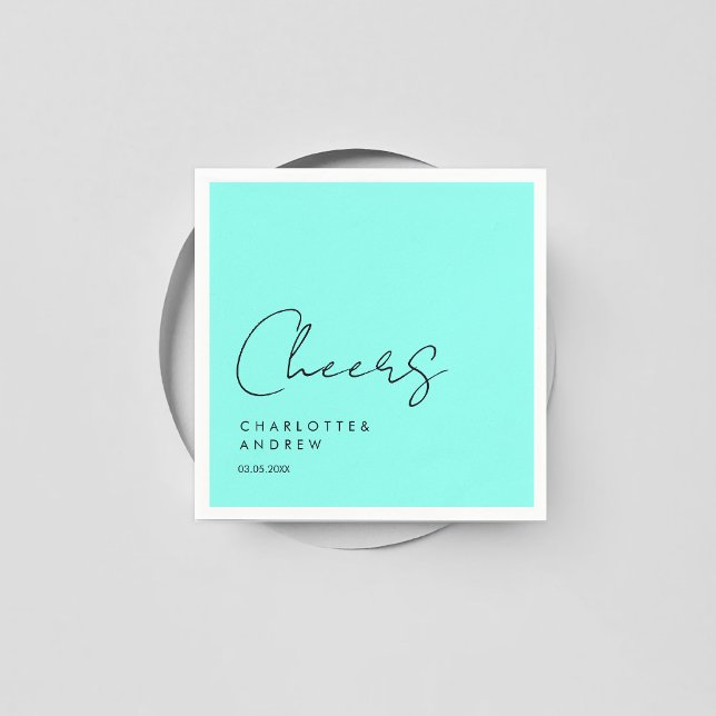 Cheers! Elegant, minimal, handwriting Napkin (Cheers! Customer specific elegant, minimal, handwriting wedding napkins.)