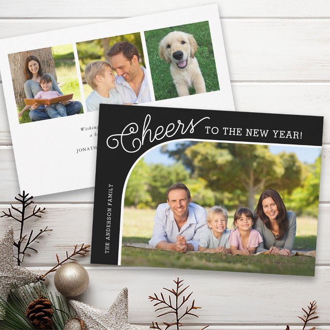 Cheers Elegant New Year Photo Holiday Card (Creator Uploaded)