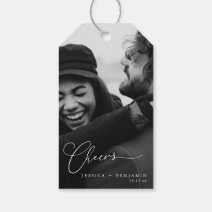 Cheers Elegant Photo Script Names Modern Wedding Gift Tags