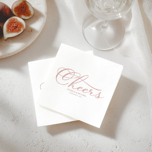 Cheers - Elegant Rose Gold Foil Script  Wedding Napkin