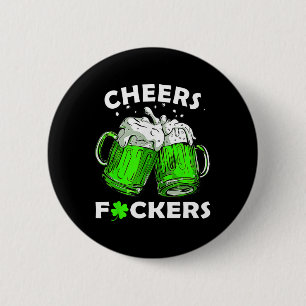 Cheers Ers Drinking Beer Shamrock St Patricks Day  6 Cm Round Badge