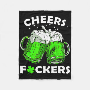 Cheers Ers Drinking Beer Shamrock St Patricks Day  Fleece Blanket