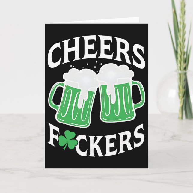 Cheers Ers Shamrock, Funny Drinking, St Patricks D Card (Front)