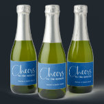 Cheers Faux Blue GLITTER Christmas Mini Sparkling Wine Label<br><div class="desc">Make your own Christmas holiday sparkling wine split favours with these personalised bottle labels featuring simulated blue glitter! Add a personalised touch to your gift giving or to your party.</div>