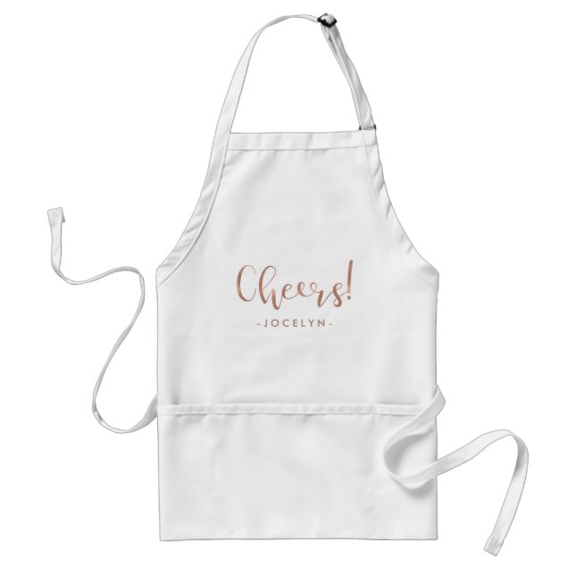 Cheers | Faux Rose Gold Typography with your Name Standard Apron (Front)