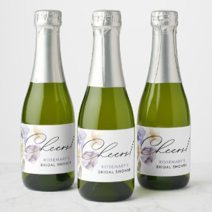Cheers Floral Bridal Tea Party Bridal Shower Sparkling Wine Label