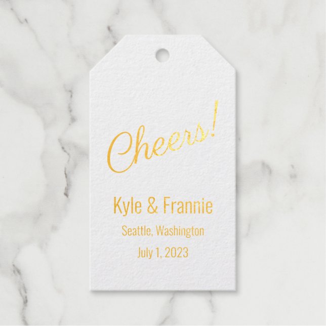Cheers! Foil Personalised Favour Tags (Front)