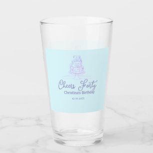 Cheers forty happy birthday cake blue purple name glass