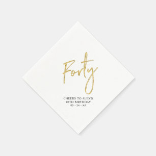 Cheers Forty   Modern Adult 40th Birthday Party Na Napkin