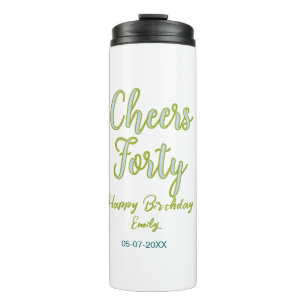 cheers forty name green blue pastel birthday elega thermal tumbler