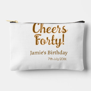 Cheers forty orange brown calligraphy birthday nam accessory pouch