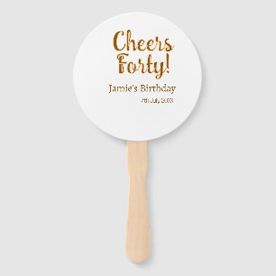 Cheers forty orange brown calligraphy birthday nam hand fan
