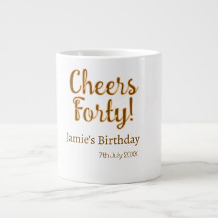 Cheers forty orange brown calligraphy birthday nam large coffee mug