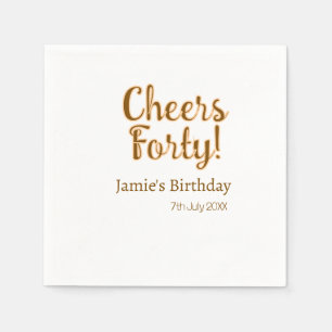 Cheers forty orange brown calligraphy birthday nam napkin