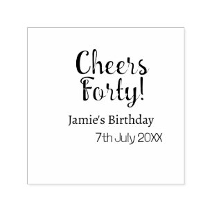 Cheers forty orange brown calligraphy birthday nam self-inking stamp