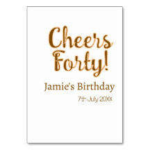 Cheers forty orange brown calligraphy birthday nam