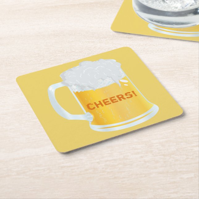 Cheers Frothy Pint Stein of Beer Bar Coasters (Angled)