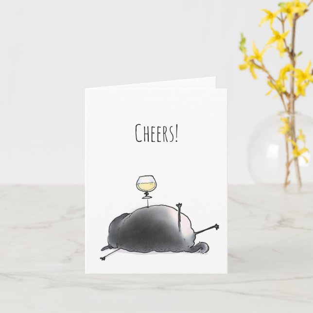 Cheers funny black pug card (Yellow Flower)