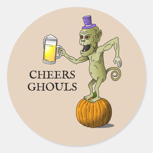 Cheers Ghouls Halloween Classic Round Sticker (Front)