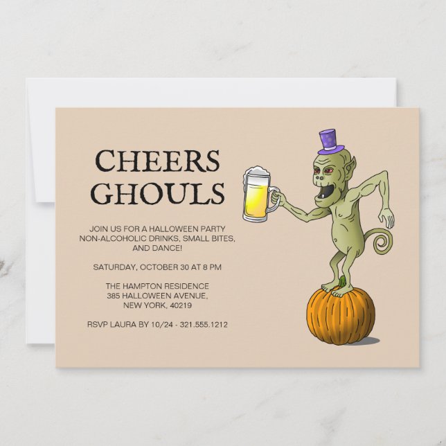 Cheers Ghouls Halloween Party Invitation (Front)