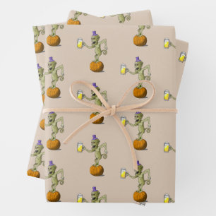 Cheers Ghouls Halloween Wrapping Paper Sheet