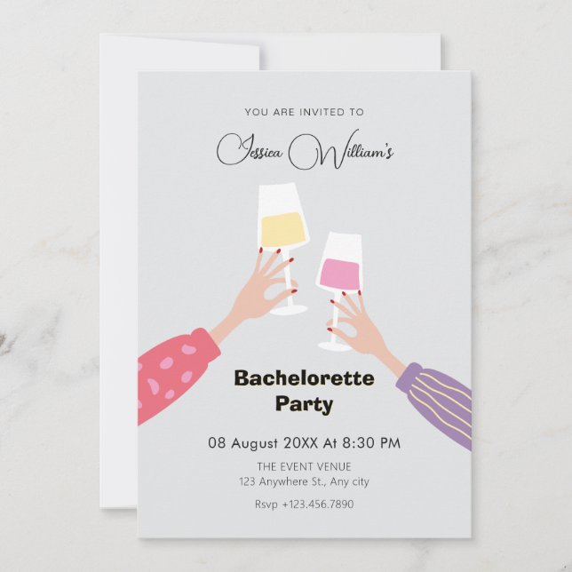 Cheers glass Bachelorette party Invitation (Front)