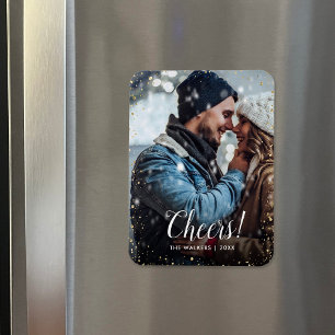 Cheers   Glitz Faux Glitter Photo Overlay Magnet