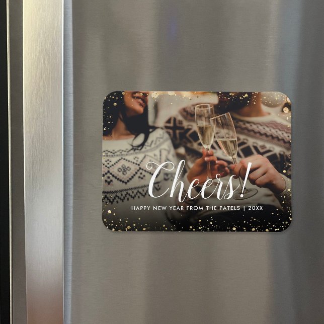 Cheers | Glitz Faux Glitter Photo Overlay Magnet (Creator Uploaded)
