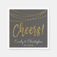 Cheers Gold Foil String Lights and Charcoal Grey