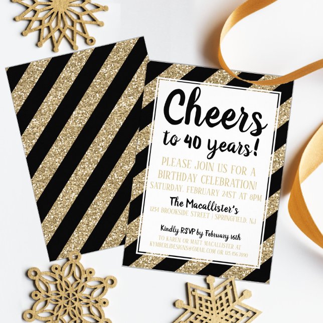 Cheers! Gold Glitter Birthday Invitation (Creator Uploaded)
