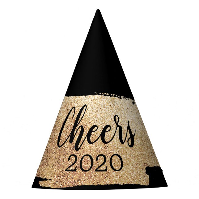 Cheers Gold Glitter Party Hat (Front)