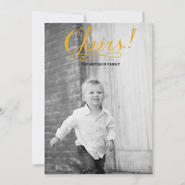 cheers gold new year card (Front)